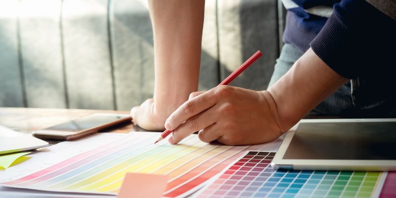 A Malaysian business owner choosing her business' colour palette